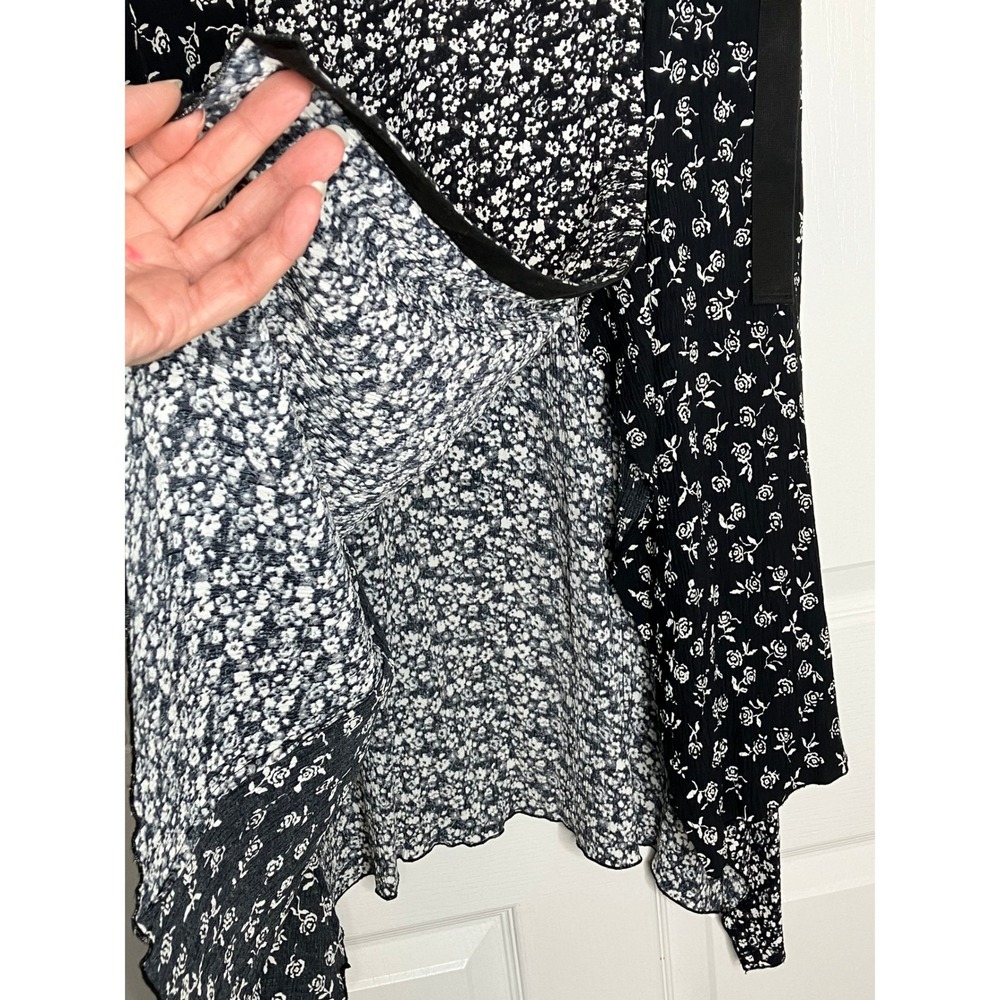 Rag & Bone Liv Wrap Skirt Black Floral Asymmetrical Size 4 Boho Whimsy Goth - Picture 3 of 10